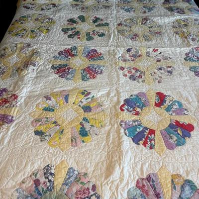 Vintage Handmade Quilt And Tablecloth