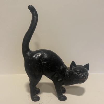 Vintage Black Cat Doorstop Cast Iron Hubley Style