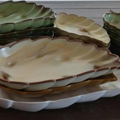 Frankoma Vintage Ceramic Leaf Plates