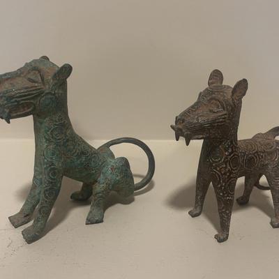 Benin Bronze Leopard Sculptures  