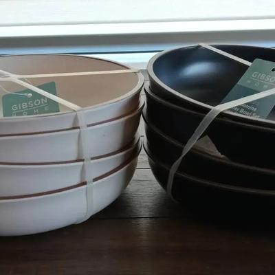 Two-Gibson Home Melamine 4 Piece Dinner Bowl Sets