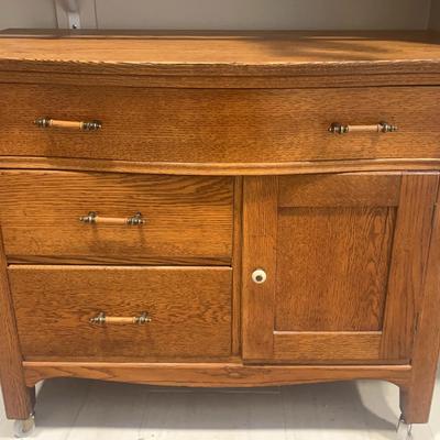 Antique Oak Dresser/Wash Stand on Casters