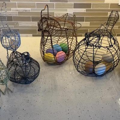 Vintage Hen Wire Egg Baskets