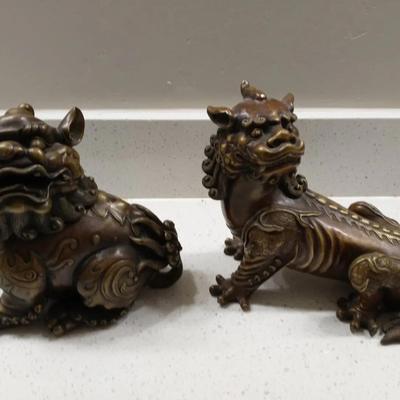 Vintage Chinese Bronze Dragons