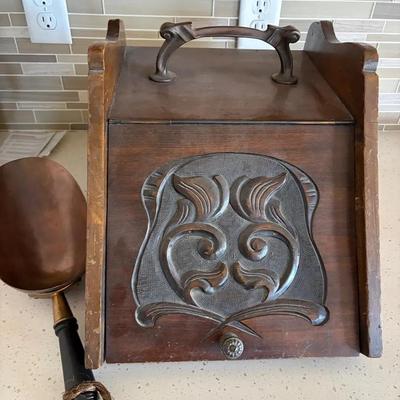 Antique Coal Scuttle/Box and Scoop
