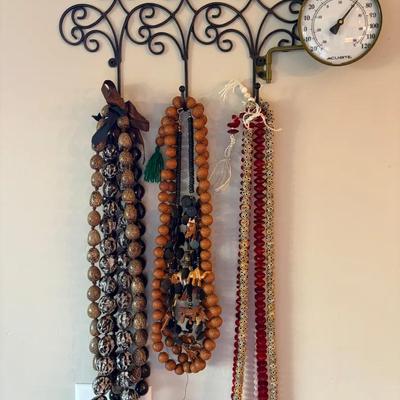 Vintage Beaded Necklaces on Wall Mounted Hanger