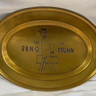 Vintage Brass Hotel Valet Tray 