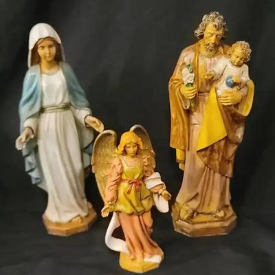 Malsiner & Fontanini Italian Mid-Century Nativity Figures, featuring St. Joseph, Madonna & Angel
