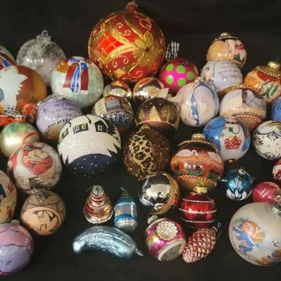 Vintage Christmas Ball Ornament Collection, featuring 12 Days of Christmas & Hand-Painted Designs
