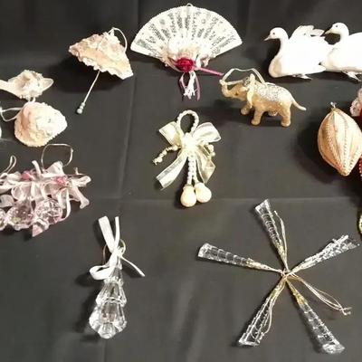 Crystal & Lace Christmas Ornament Collection, featuring “Fancy Lady” Style Designs