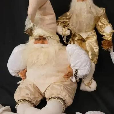 Two Old World Elegant Shelf Sitter Santa Claus Figurines, featuring Kurt Adler Kringle Klaus Gold Sa