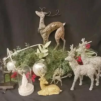 Festive Greenery Mantel Décor Collection, featuring Reindeer & Winter Accents