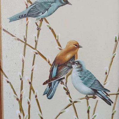 BLUE BIRDS ORIGINAL PAINTING BY EVANS