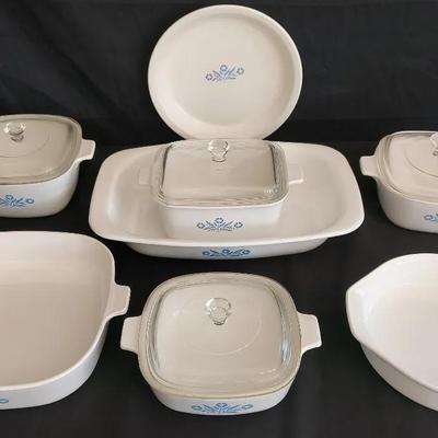 VINTAGE 12-PIECE CORNINGWARE "BLUE CORNFLOWER" SET 
