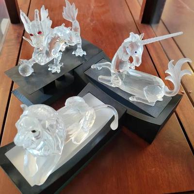 SWAROVSKI CRYSTAL DRAGON, UNICORN, AND LION