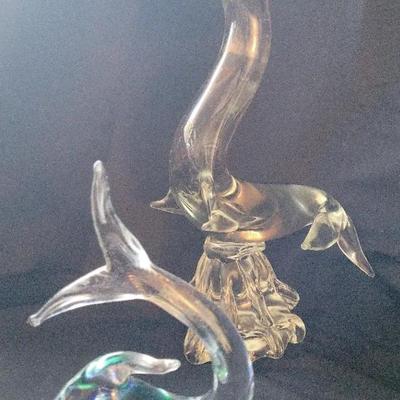 MURANO-STYLE SEAL LION AND FISH