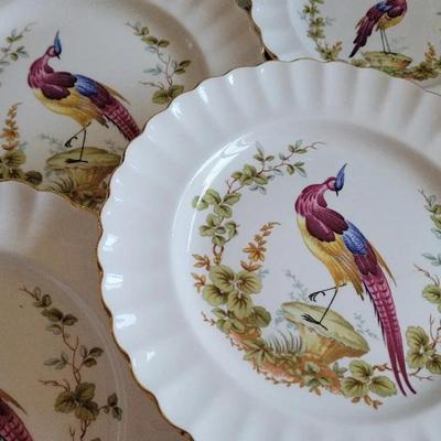 SPODE SCALLOPED "CHELSEA BIRD" PLATES