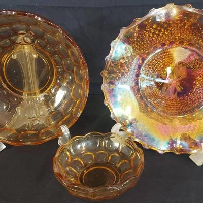 AMBER COLORED GLASS BOWLS