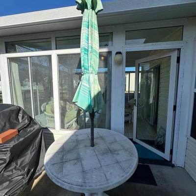 222: Umbrella And Plastic Table 