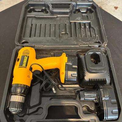 273: Dewalt Battery Operated Power Drill With Charger, 2 Battery And Case