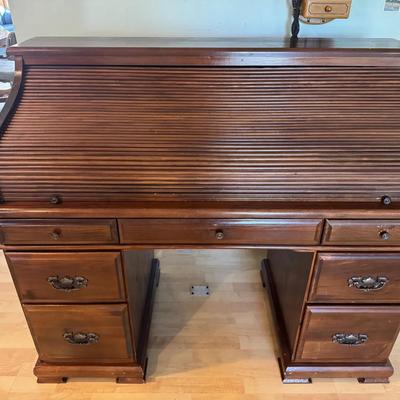 218: Vintage Tambour Roll Top Desk 