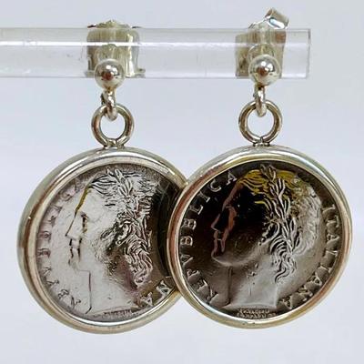 Sterling Silver 100 Lire Earrings