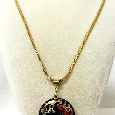 14K GF Necklace with Cloisonné Pendant