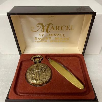 “Marcel” Vintage Pocket Watch and Knife Set 