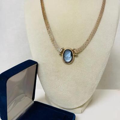 Sterling Gold-tone Glass Cameo Necklace