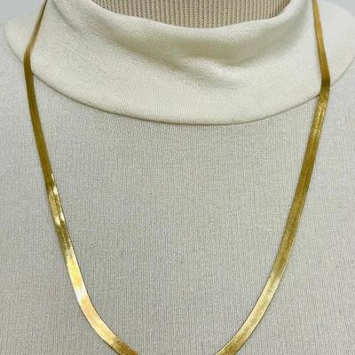 “Autafin” 14K Italian Gold Herringbone 5mm Necklace 