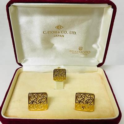 Gold-tone Silver Cuff Links from Japan