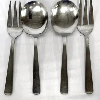 4-pc Set Bison “Lilac” Stainless Steel – 2 Serving Spoons & 2 Meat Forks