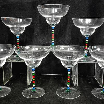 Multicolor Stem Margarita Glasses
