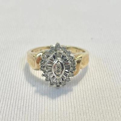 10K Gold Double Halo Diamond Cluster Ring Size 7
