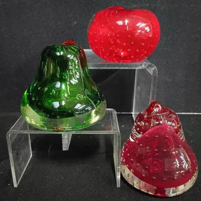 Lefton Swedish Style Art Glass Fruit Sculptures (Apple & Pear)