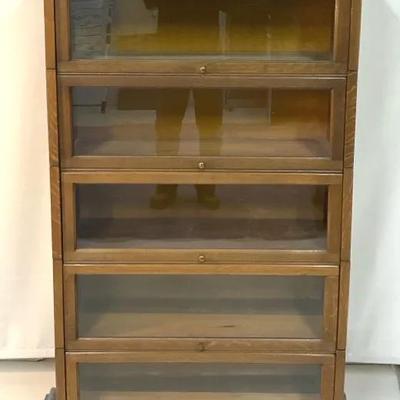Antique Five Section Oak Barrister Cabinet #2