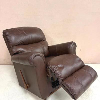 La-Z-Boy Brown Bonded Leather Recliner Chair – Manual Recline, Solid Wood Base