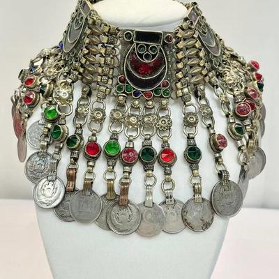 Vintage Heavy Tribal Choker With Coins 