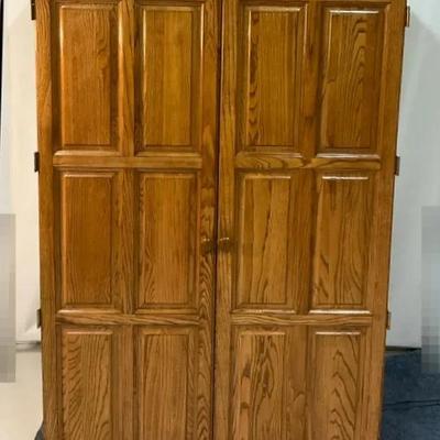 Traditional Oak Computer Armoire Desk