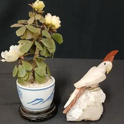 Rose Quartz Cockatu & Japanese Jade Plant Decor