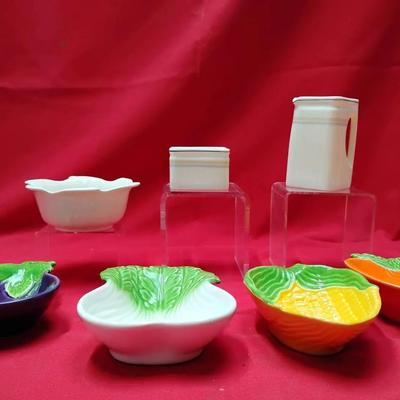 Vintage Ceramic Kitchenware Lot - Vegetable Dishes, Creamer & Sugar