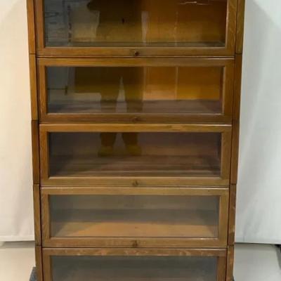 Antique Five Section Oak Barrister Cabinet #1