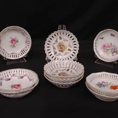 Vintage Porcelain Miniature Reticulated Plates/Bowls Lot - "Germany" Mark