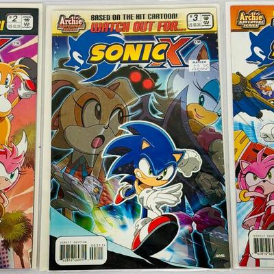 Lot of 3 Sonic X Comics (Archie Adventures) Issues #2, #3 & #4 — Bagged & Boarded