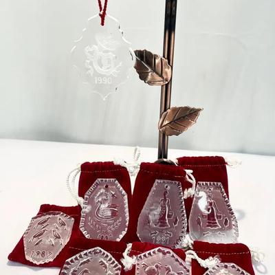 (7) Waterford Crystal Christmas Ornaments + (1) Gorham Crystal Ornament 