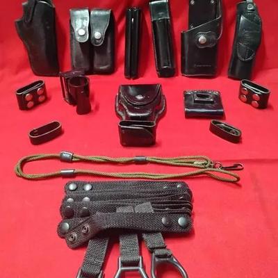 Vintage Law Enforcement Leather & Nylon Duty Gear Lot