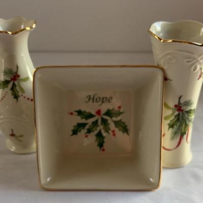 Beautiful Little Trio. Lennox Christmas Items. 