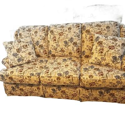 Tan Floral Sofa With Matching Pillows **Shippable Using White Glove**