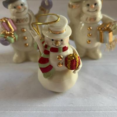 Trio Of Lenox Snowman Ornaments. 