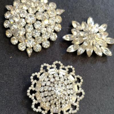 Vintage Trio. Crystal Brooches. 